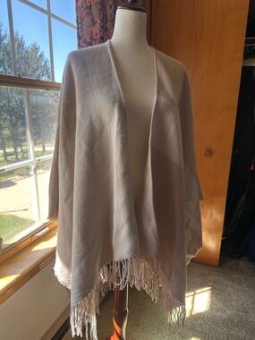 Soia & Kyo Light Beige Fringe Poncho